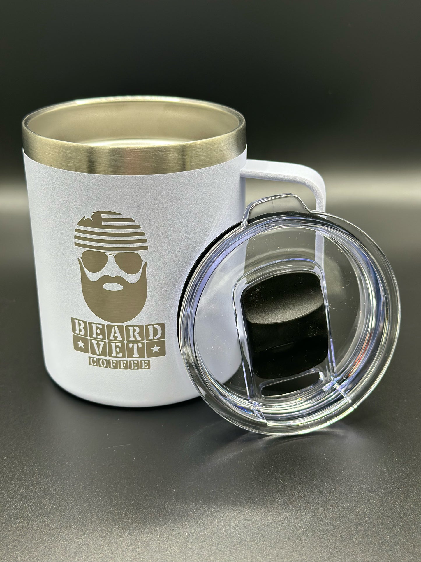 Beard Vet 12 oz Tumbler with Handle - White